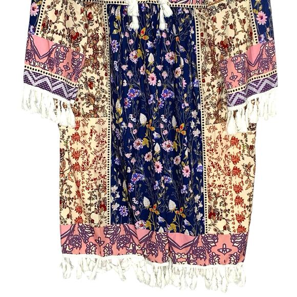 NoraCora XXL NEW Womens Boho Floral Print Lace Trim Dress Tassel Detail - Picture 5 of 8